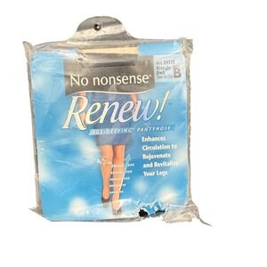 No nonsense Renew Age-Defying Pantyhose Midnight Black Sheer Toe Size B EN4